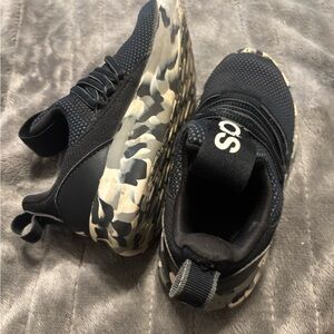 Kids Black Camouflage-Print Athletic Sneakers